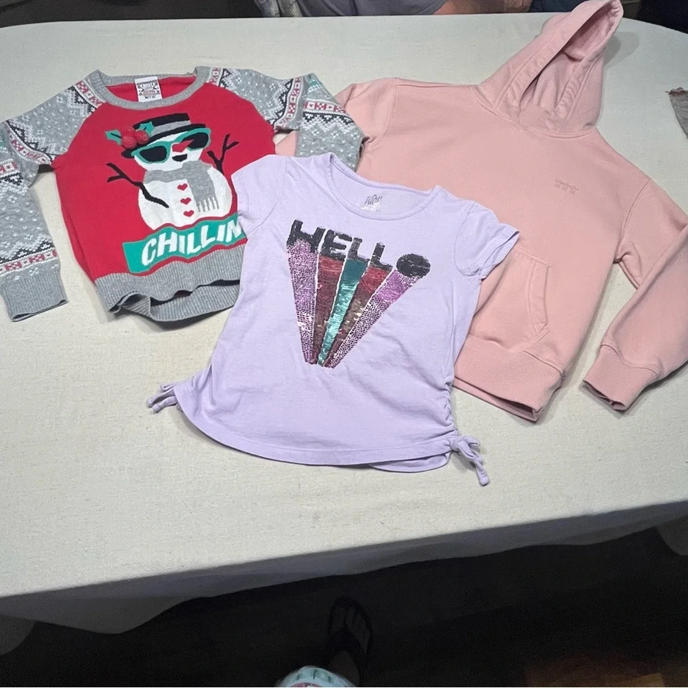 Kids Graphic T-shirt, Holiday Sweater & Hoodie Shirt Set - Size 7/8